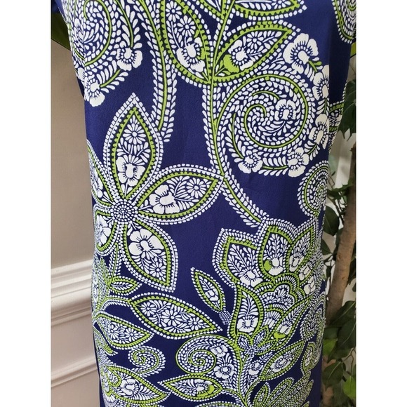 Luxology Womens Blue Floral Polyester V-Neck Short Sleeve Knee Length Dress 14 - Picture 3 of 13